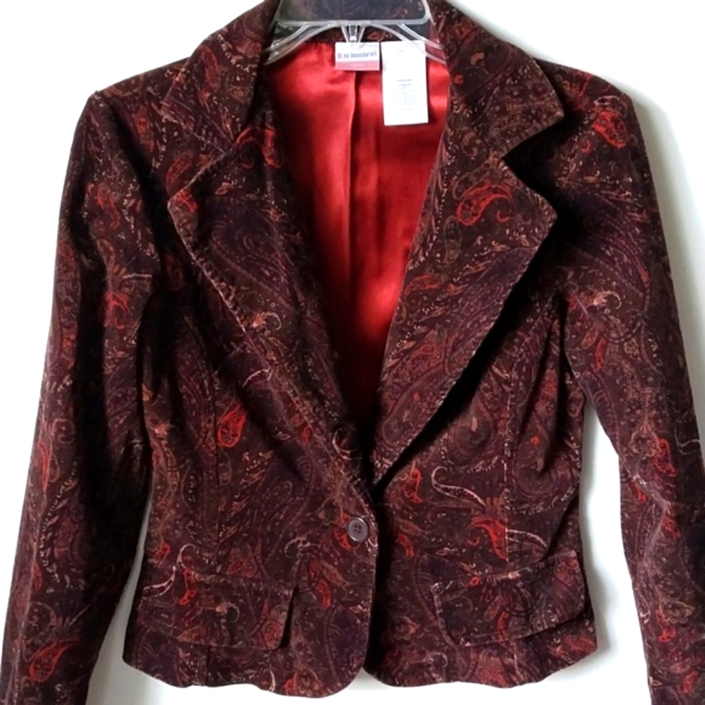 Paisley Blazer Jac Corduroy Stretch Brown Rust Olives Size Jr. 3-5